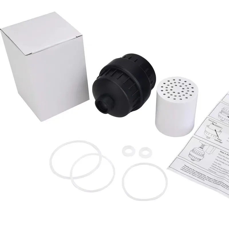 Y&D Black Vitamin C Shower Head Filter - 20 Stage Filtration System with Extra Replacement Cartridge - Removes Chlorine & Hard Water Impurities - Image 3